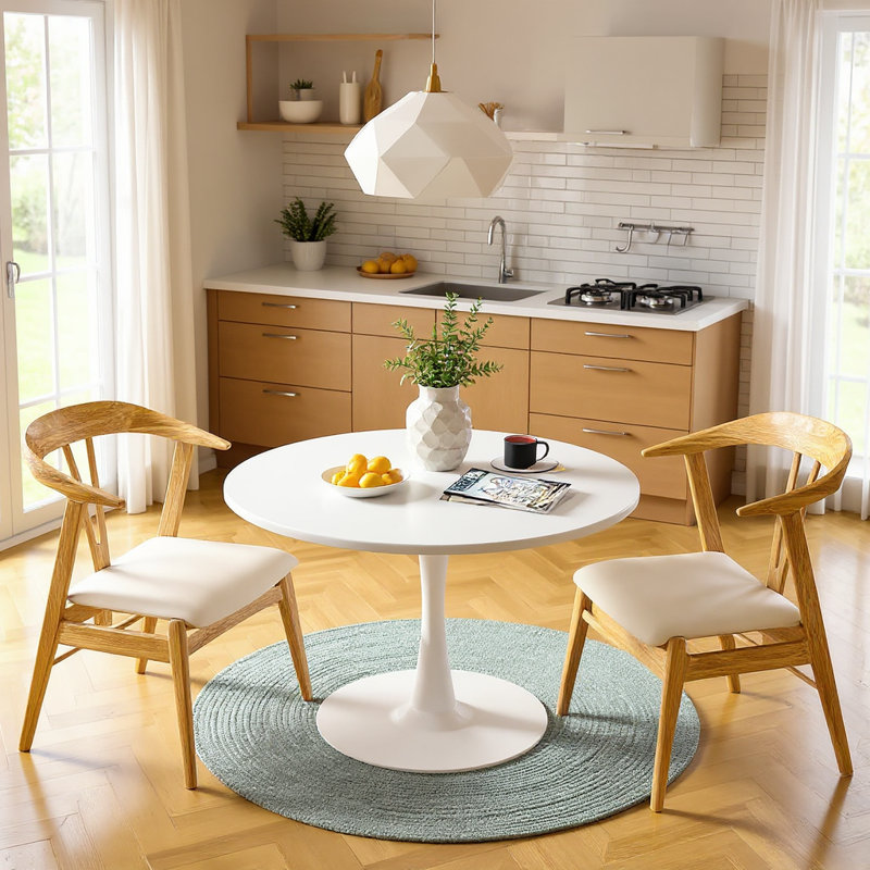 Table de salle à manger Indars, L 38,6 po x L 38,6 po, Blanc
