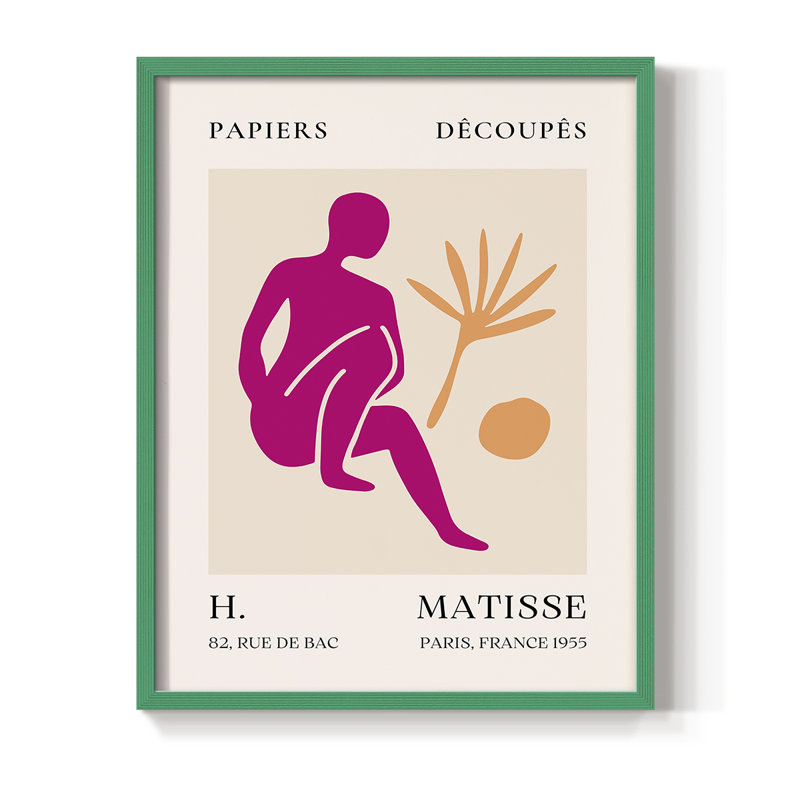 Matisse CLXIV, reproduction encadrée - bois massif, Vert, H 10 po x l 8 po