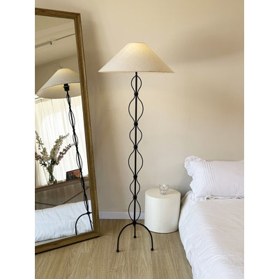 Wabi-Sabi Style Wrought Iron & Fabric Floor Lamp