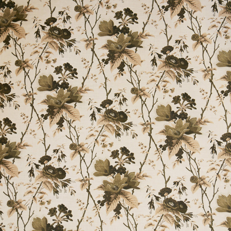 De La Tour Fabric, Green/Taupe