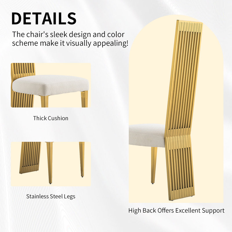 Hord 18.9'' H Boucle Upholstered Side Chair, Gold