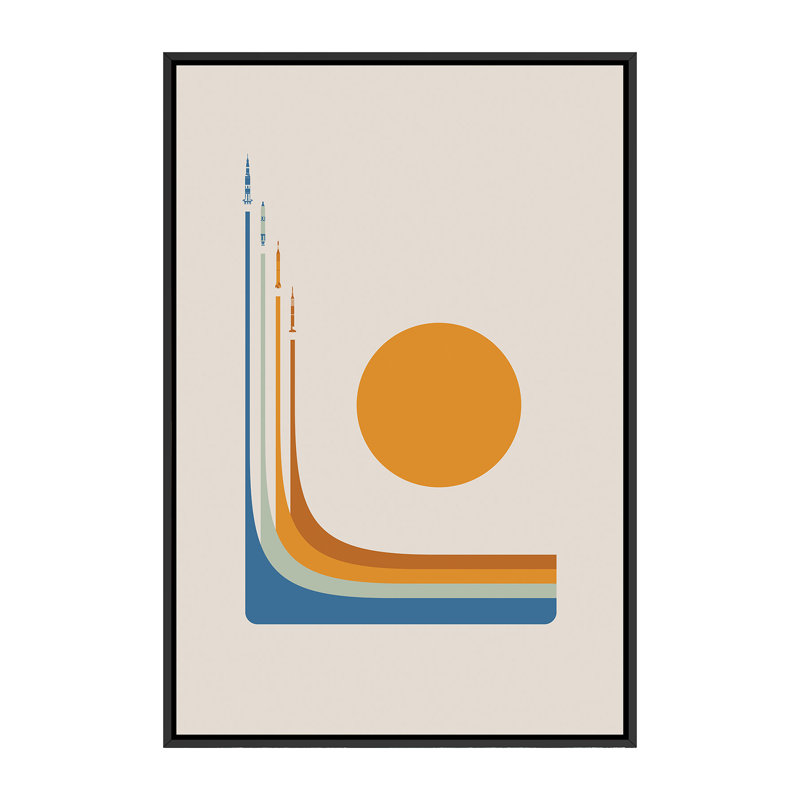 Space Race - NASA - impression d'art graphique, H 60 po x l 40po x P 1,5 po, Toile avec cadre noir, Pas de tapis