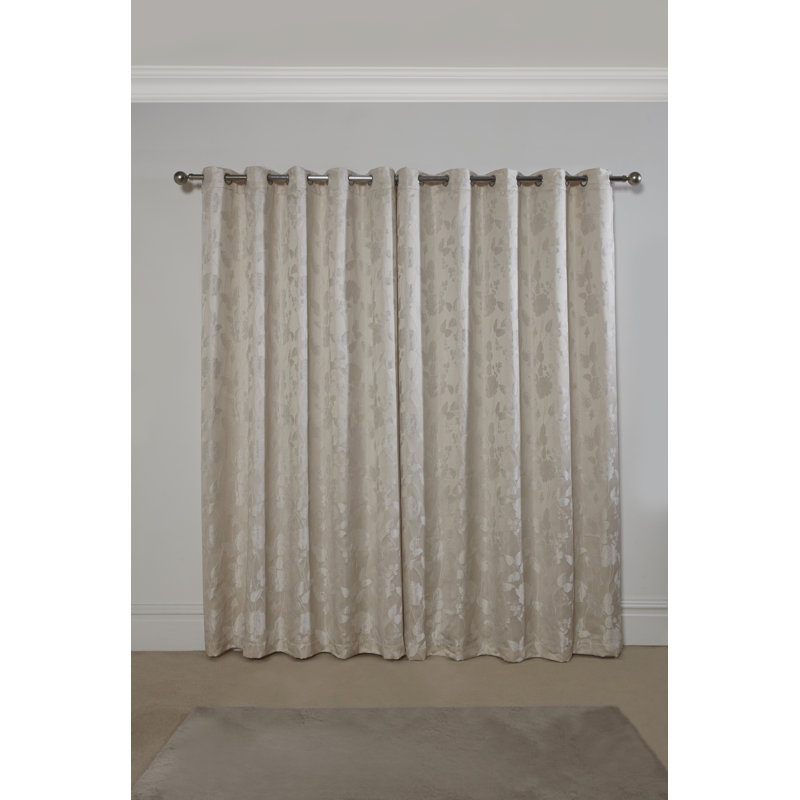 Leah Room Darkening Sliding Panel Pair, Width 228 x Drop 228cm, Cream