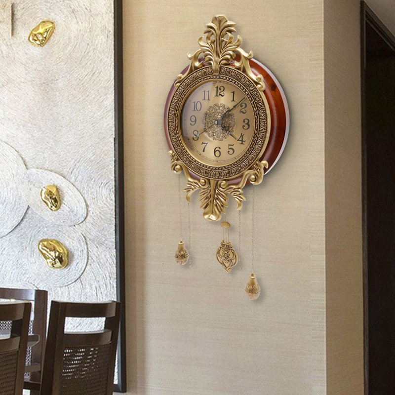 Horloge murale rétro avec pendule avec mouvement à quartz, horloge murale décorative rétro pour chambre à coucher, bureau et couloir
