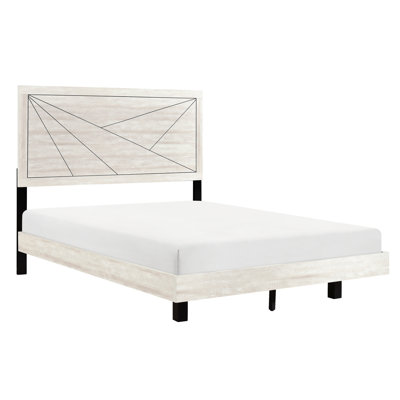 Contemporary King Size Panel Bed Featuring Dusty Gray Oak Finish, Parts For Bedroom Luxury, Wood Material, Box Spring Needed In Headboard, And Rails Included Beautification, Wooden Bed, Necessary