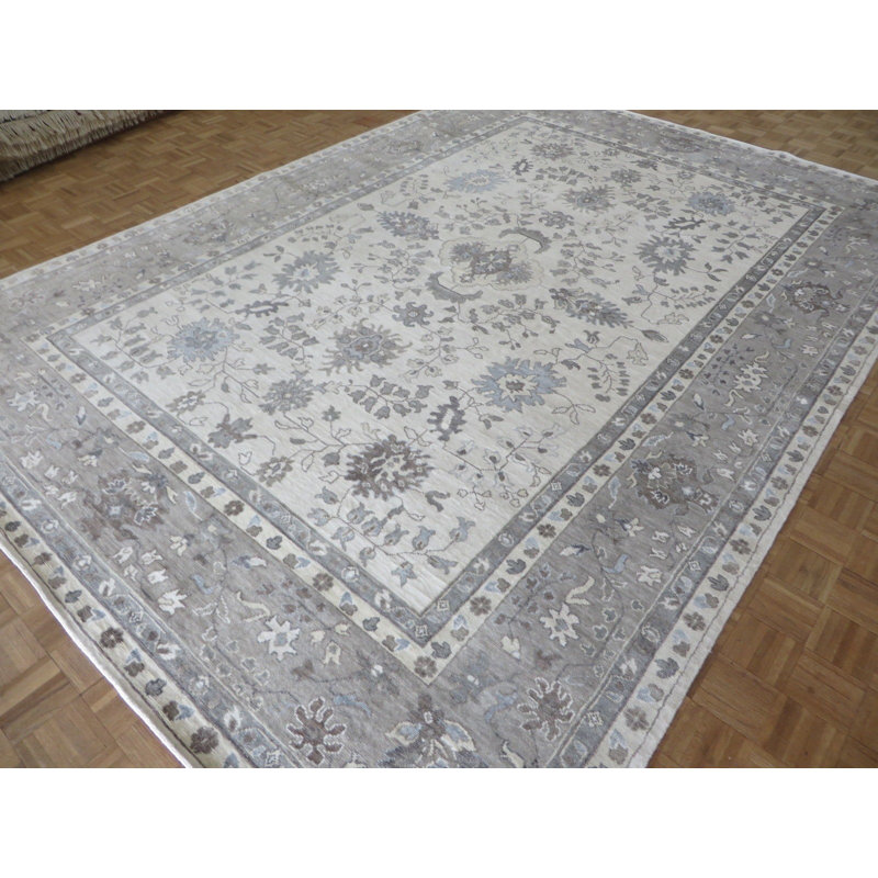 Tapis zone en laine rectangulaire 9 pi 9 po x 13 pi 9 po main-of-kind noué la oushak Dripping Springs