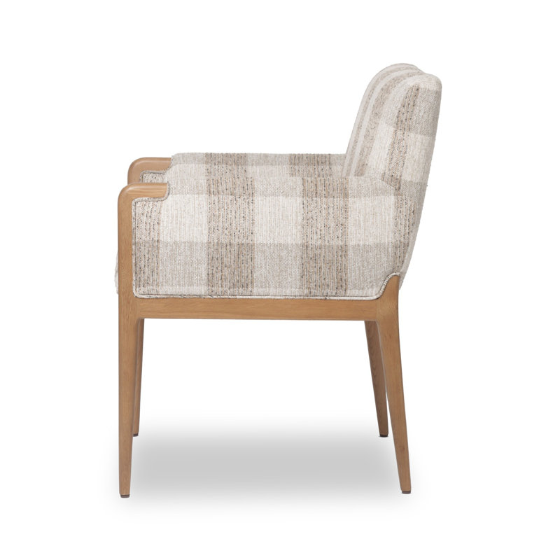 Ledger Upholstered Arm Chair, Brown Polyurethane