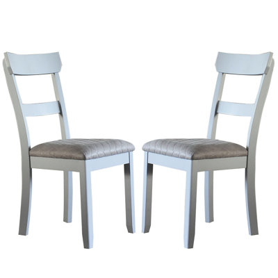 De 2 chaises de salle à manger avec coussin de siège rembourré bicolore gris perle, motif en losange, dimensions de 18 pouces, rembourrage en mousse et tissu, profondeur 22, largeur 29, hauteur de la chaise 41