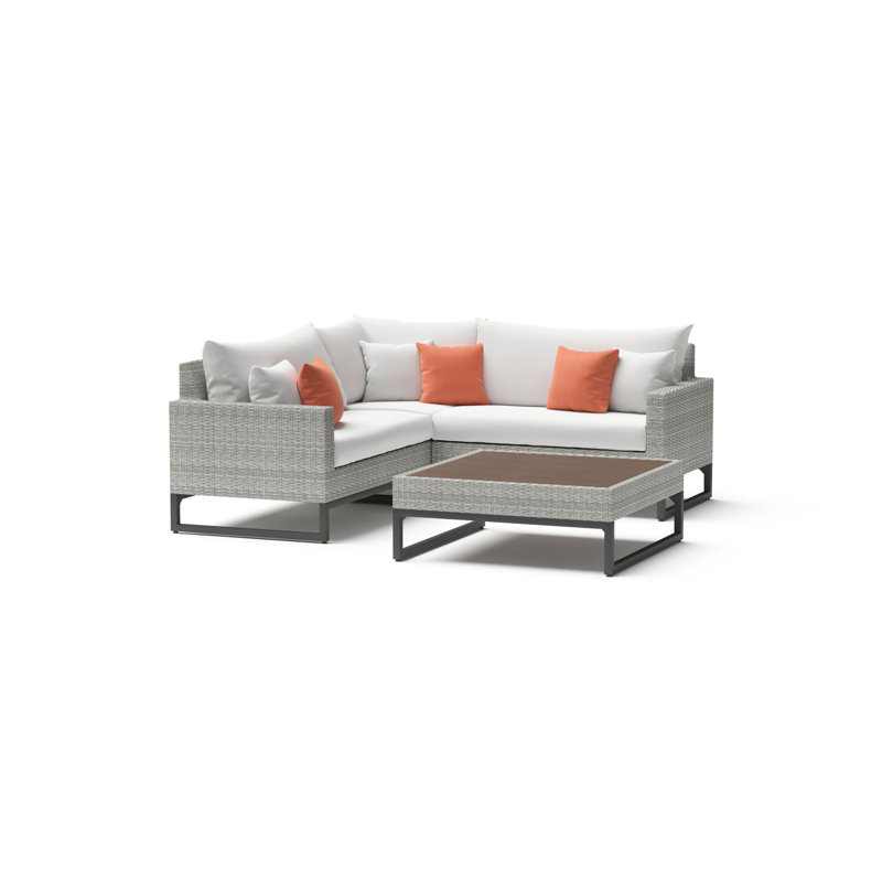 Sameko Outdoor 4 - Piece Conversation Set, Gray, Cast Coral Sunbrella® Plainweave