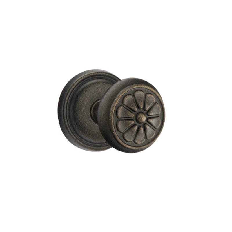 Ensemble de boutons-poussoirs à cylindre simple Emtek avec bouton rosette et pétales # 12, Bronze moyen