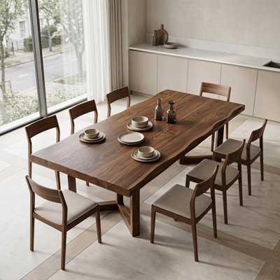 Table de salle à manger en bois massif, table de ferme rectangulaire, pouvant accueillir jusqu'à 8 personnes