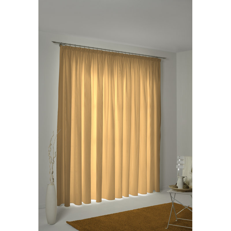 Uni Collection 100% Cotton Room Darkening Curtain Single Panel, 142cm wide x 305cm high, Curry