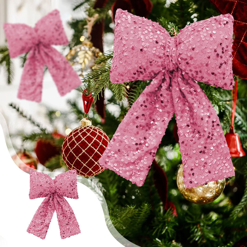 Décorations d'arbre de Noël, paillettes, décorations d'arbre de Noël, Rose