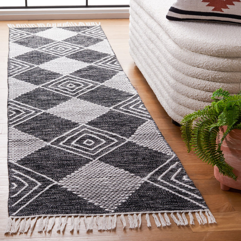 Tapis géométrique à tissage plat Abbie-Gayle, Tapis de couloir 2 pi 3 po x 9 pi