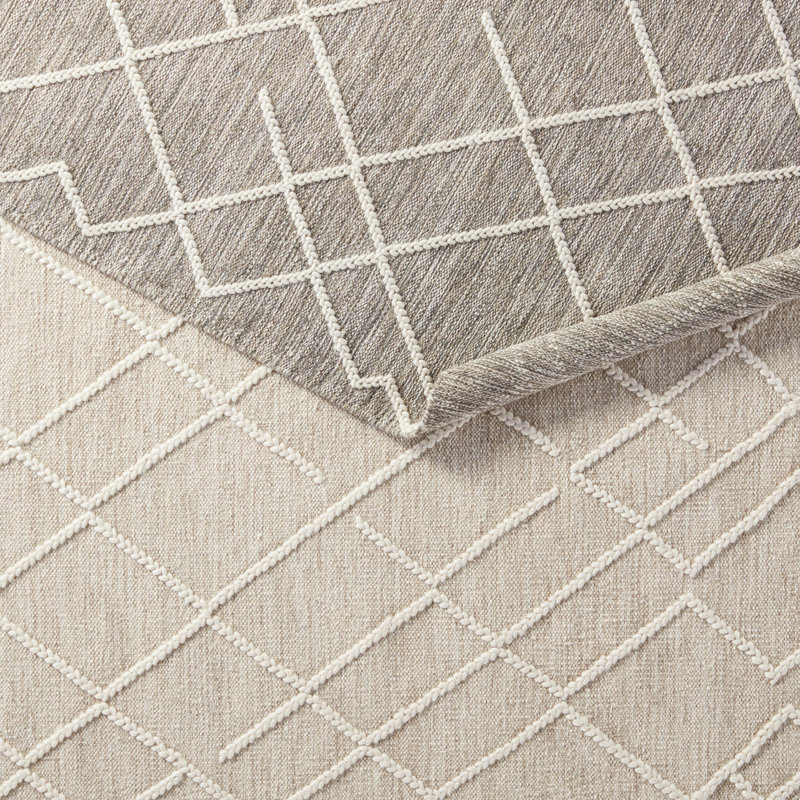 Wool Geometric Area Rug in Gray, Rectangle 10' x 14'