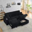 Canapé 80 po en velours côtelé multifonctionnel inclinable, conception peu encombrante, accoudoirs, porte-gobelets et repose-pieds amovible-2098972500