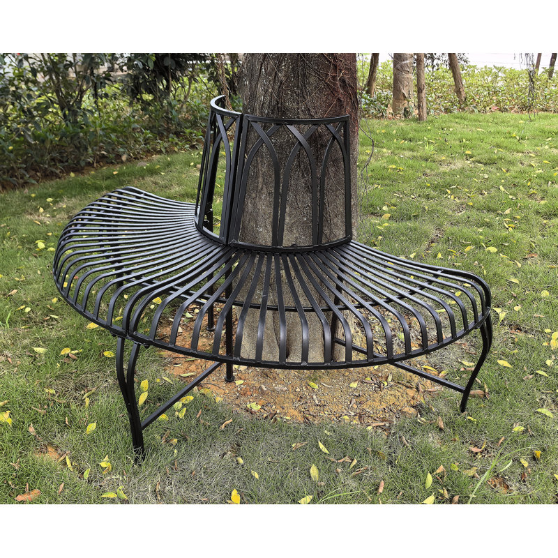 Tree Wrap Garden Bench Semi-Circle, Black