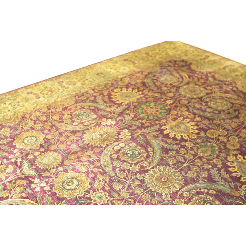 Tapis rouge et or noué à la main de haute qualité