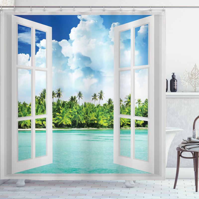 Shower Curtain with Hooks Included, 69" H x 105" W