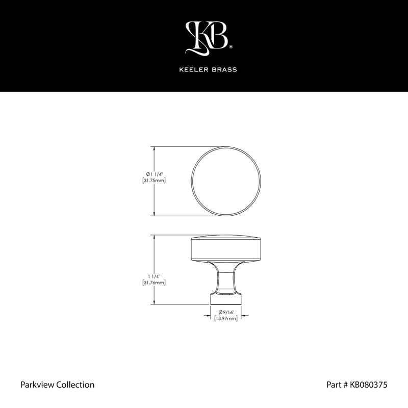 Parkview Collection Round Knob - Cabinet Knob - Transitional Hardware for Drawers & Cabinets, 1-1/4"