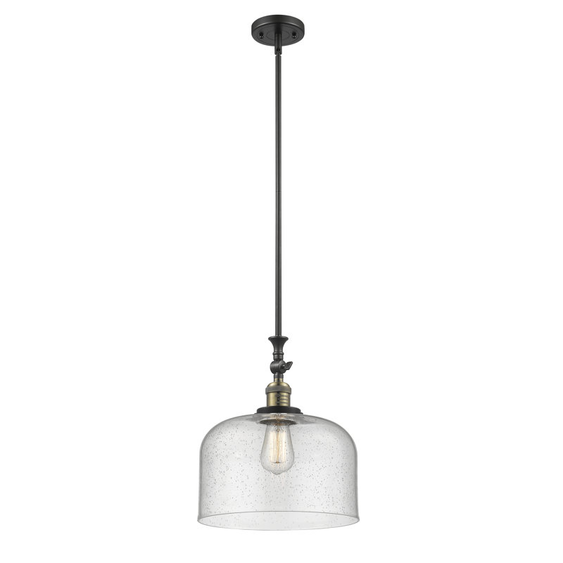 Hiers 1 - Light Single Pendant, Black Antique Brass, Seedy, 6 Watt Vinage LED Bulb