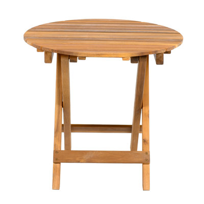 NO INSTALLATION REQUIRED, FOLDABLE AND ADJUSTABLE OUTDOOR ACACIA WOOD SIDE TABLE (TEAK FINISH)