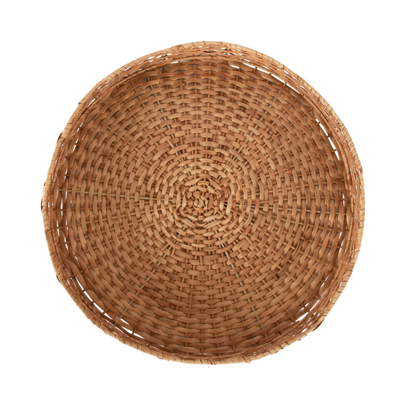 Scalloped Round Rattan Tray