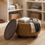 Table de cocktail ronde avec repose-pieds, siège en chenille, pieds en bois massif-715348659
