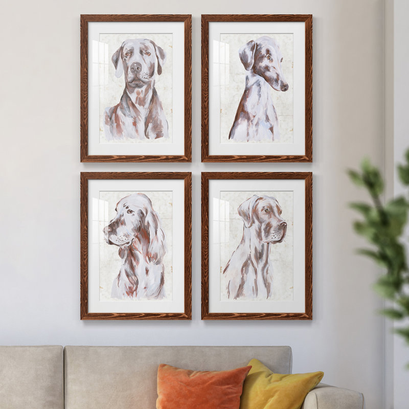 Sitting Dog I - ensemble de 4 reproductions de cadres photo, H 43,5 po x l 31,5 po x P 1 po, Érable