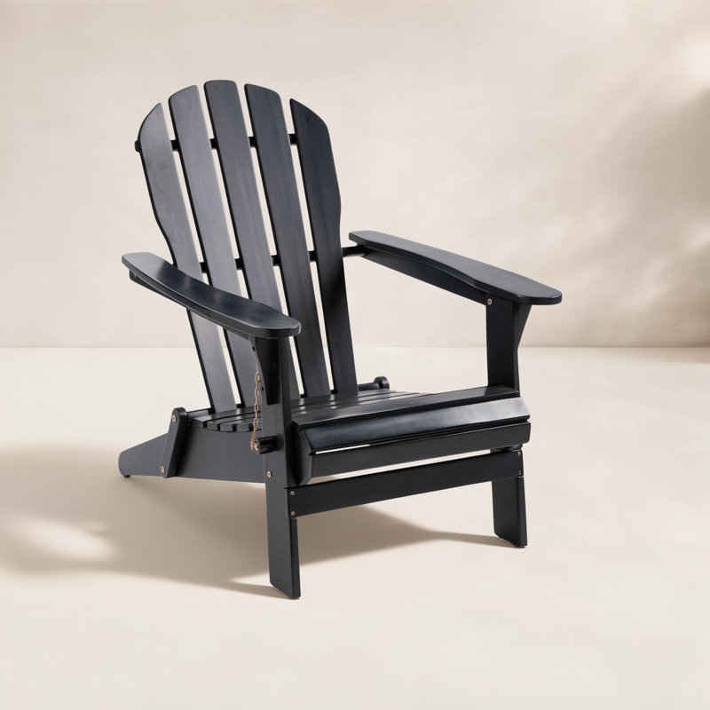 Chaise Adirondack pliante en bois massif Hillandale, Noir