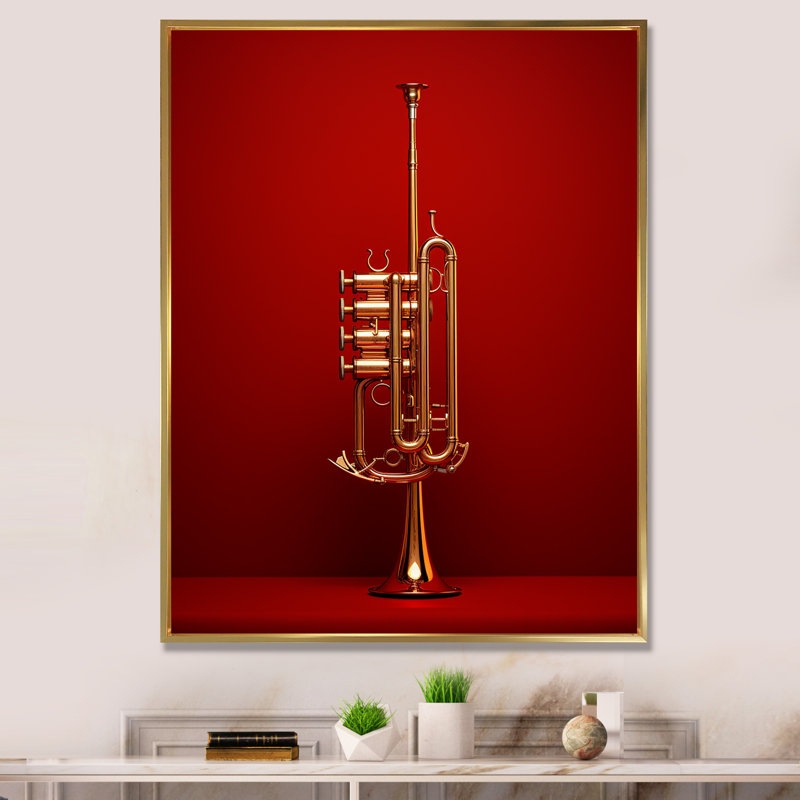 Regal Red Trumpet Triumph sur impression sur toile, Cadre flottant doré, H 44 po x l 34 po