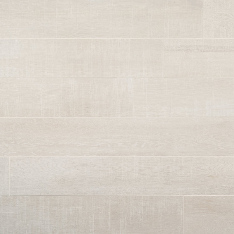 Tuile de mur et de plancher en bois de porcelaine 8 po x 47 po Basswood, Blanc