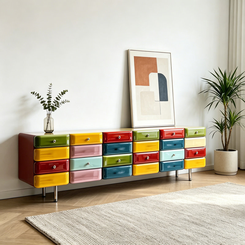 Sleek and Creative Multi-Color TV Stand
