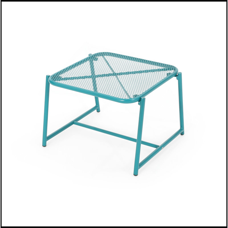 Durable Weather-Resistant Patio Side Table With Mesh Top For Outdoor Convenience And Style, Teal