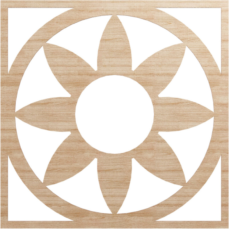 Médaillon de plafond en bois Blume, Aulne, H 40 po x l 40 po x P 0,38 po
