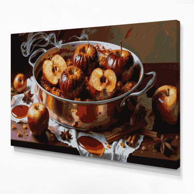 Desserts Baked apples Brown Canvas Wall Art