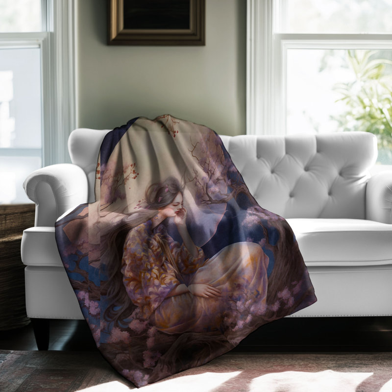 Couverture en sherpa de qualité supérieure 1 pièce Violet Twilight Oasis, Grand lit