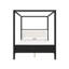 Grand lit plateforme à baldaquin en bois avec tête de lit tapissier, sans sommier tapissier-130483930-130483929