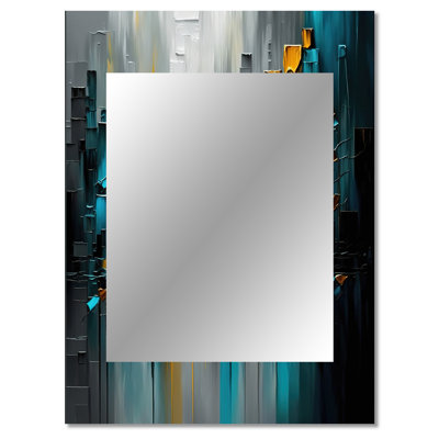 Abstract Geometric Black And Green III - Geometric Unique Wall Mirror, Modern Mirror, Printed Metal Art