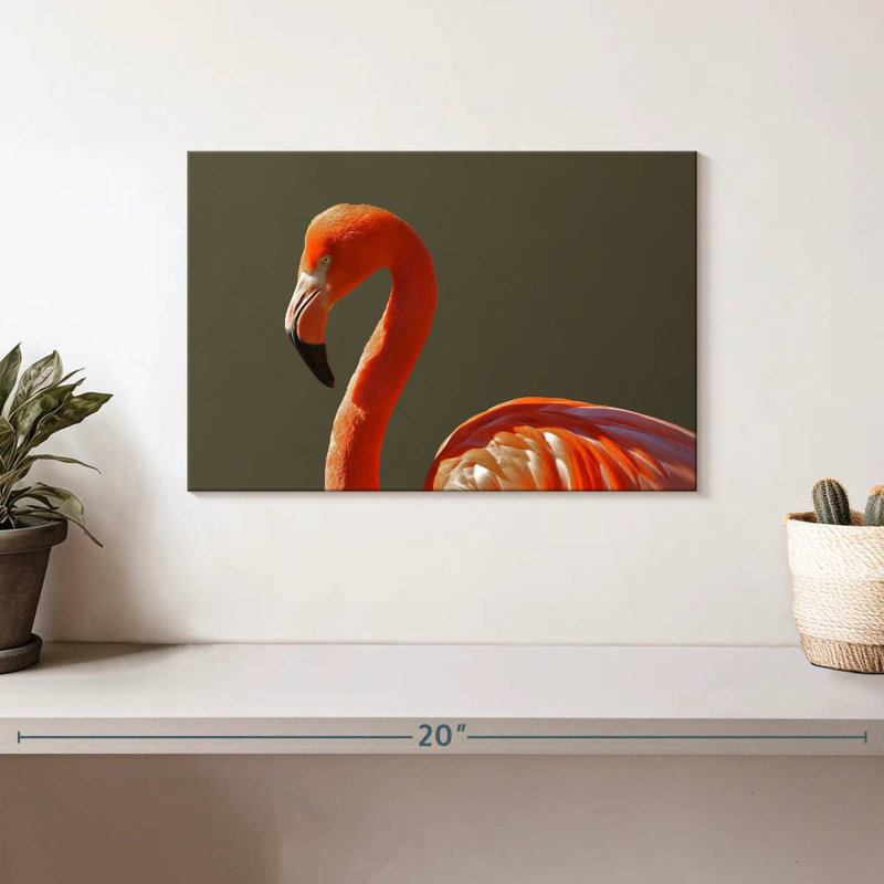 Brampt superbe flamant orange, H 8 po x l 12 po