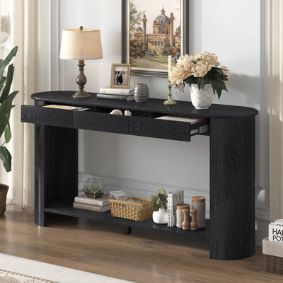 Wood Sofa Table with Semi-Circular Design