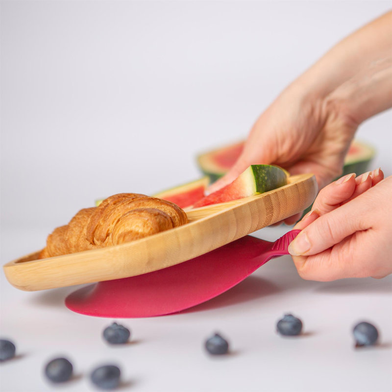 Tiny Dining Children's Bamboo Plate Suction Cup, Red