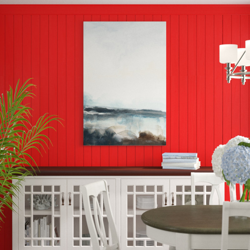 'Horizon Flow I' by June Erica Vess - Wrapped Canvas Painting Print, 122cm H x 81cm W, Black Floater Framed