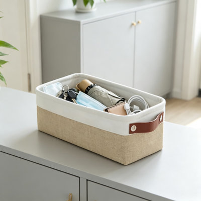Petits bacs de rangement en tissu, paniers de rangement étroits et pliables pour étagères et placards, bacs cubiques en lin avec cadre métallique robuste pour chaussettes, sous-vêtements, maquillage et fournitures de bureau