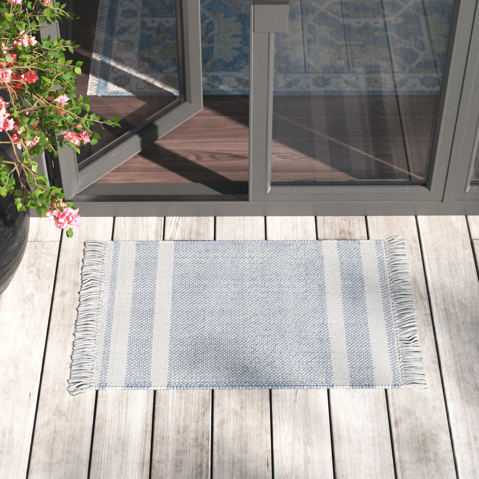 Bretson Hand Woven Striped Indoor/Outdoor Rug, Rectangle 2' x 3'