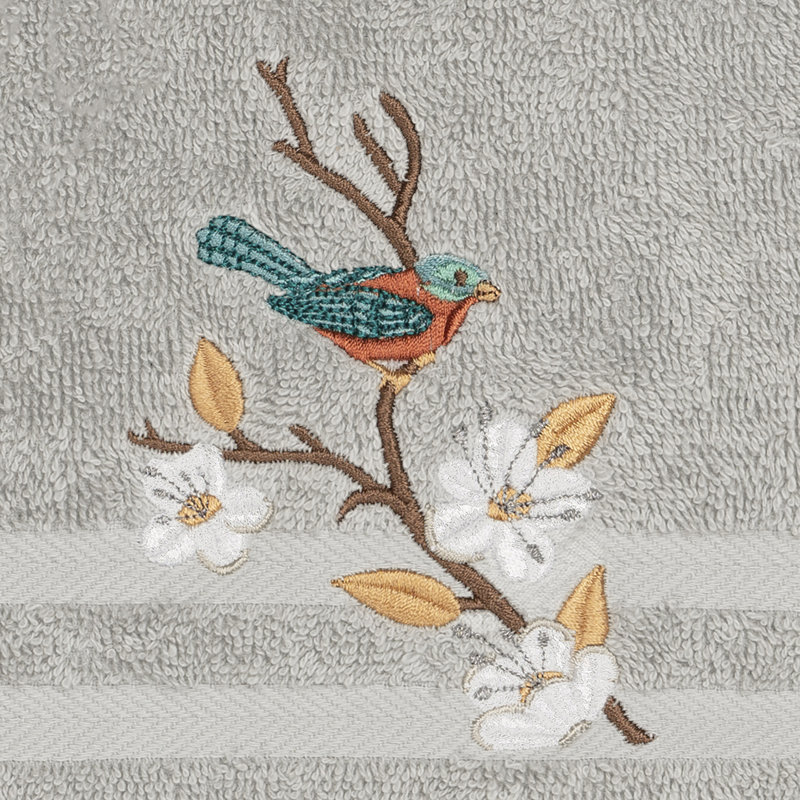 Spring Time Turkish Cotton Midweight Hand Towel, Light Gray