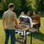Barbecue au propane à 2 brûleurs avec poêle à frire en fonte et grilles, grille en acier inoxydable à sortie de 16 000 BTU pour la cuisine extérieure, le patio, la fête dans la cour