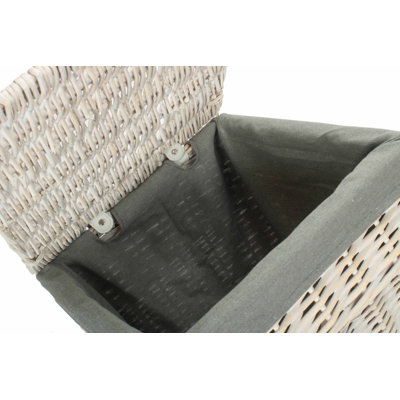 Wicker Square Laundry Basket with Sage Lining