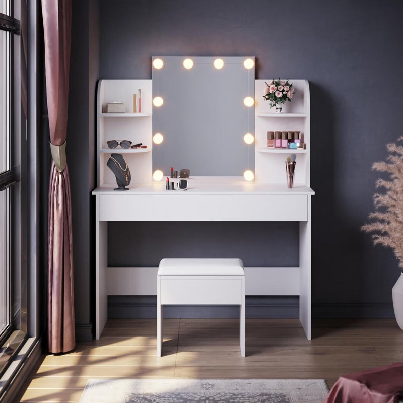 Sehana Dressing Table with Mirror, White