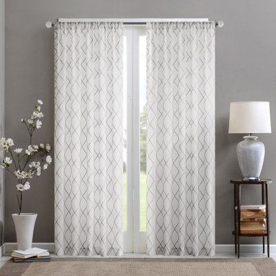 Fretwork Print Grommet Top Window Curtain Panel(Only 1 Pc Panel)
